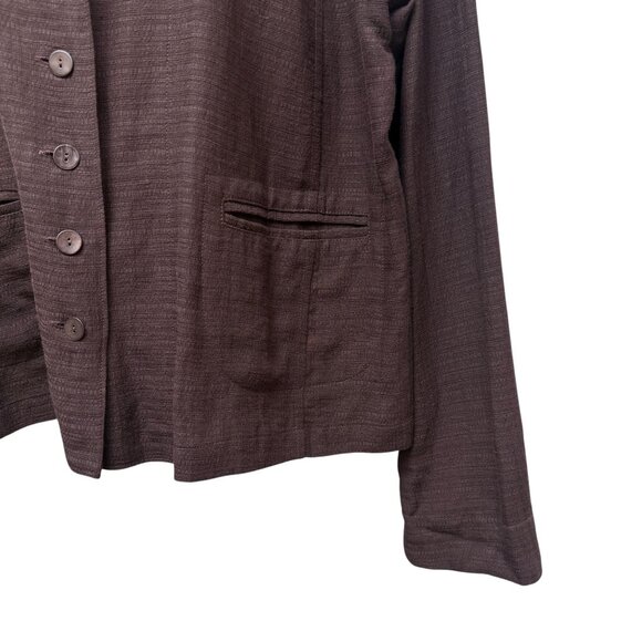 EILEEN FISHER Womens Jacket Large Brown Plum Linen Blend Light Blazer Lagenlook - Picture 6 of 8